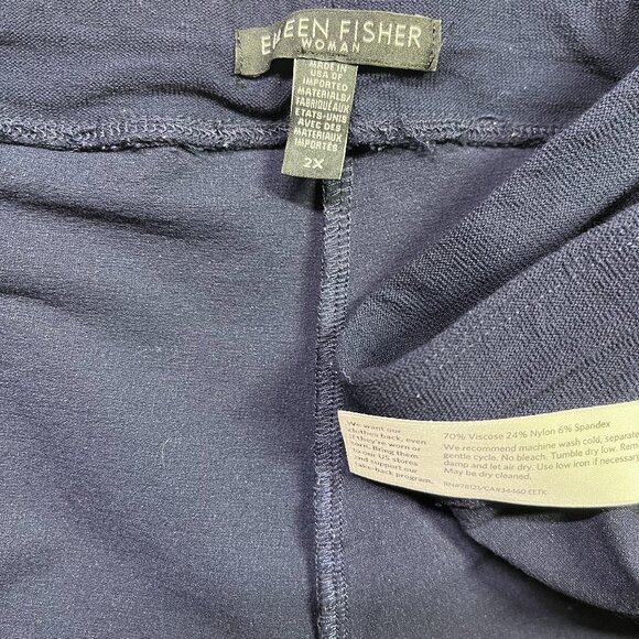 Eileen Fisher Woman Plus Size 2X Navy Blue Pull-On Pants - Picture 3 of 7